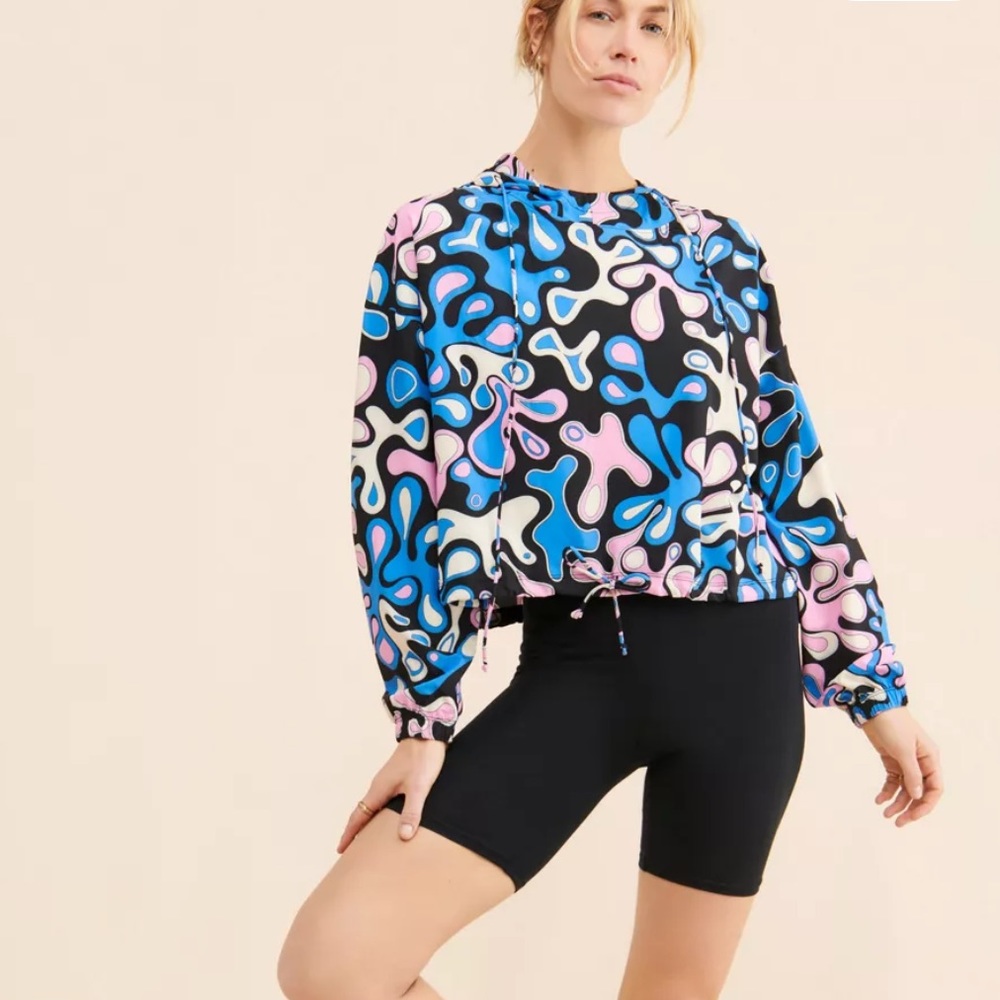 Year Of Ours Cropped Abstract Splash Hoodie Pullover Tennis Psychedelic Multi M